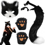 AUNGKWANG Fox Tail Cat Wolf Cosplay kost&uuml;&uuml;mikomplekt Pluusist mask Pehmed k&uuml;&uuml;ned Kindad Halloween Party Sobib lastele ja t&auml;iskasvanutele