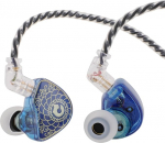 LINSOUL TANGZU Wan'er S.G HiFi 10 mm d&uuml;naamiline juht PET membraan k&otilde;rvaklapid ergonoomilise kujuga, eemaldatav s&uuml;vistatav 2-pin OFC punutud kaabel muusikutele DJ Stage (sinine, koos mikrofoniga)