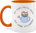Mug 325 ml - Statement - Ich kann heute nicht ich habe Pflanzen - Watering Can - Black - 325 ml - Orange - Sayings Coffee Cup Statements Coffee Cups Tea Cups