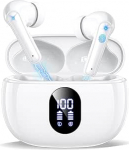 Bluetooth k&otilde;rvaklapid Traadita Bluetooth 2026 k&otilde;rvaklapid 4 ENC m&uuml;rasummutusmikrofoniga, LED-ekraan ja 48 tundi m&auml;nguaega, HiFi Deep Bass juhtmevabad k&otilde;rvaklapid IPX7 veekindlad t&ouml;&ouml;ks Valge