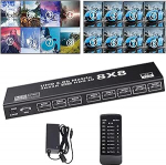 8x8 HDMI Matrix, 4K60HZ HDMI Matrix Switcher 8 sisse 8 v&auml;lja HDMI l&uuml;liti IR kaugjuhtimispuldiga, RS232 Vedio Switcher