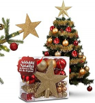 Avilia Weihnachtsschmuck in Rot und Gold 44 St&uuml;ck f&uuml;r Baum und Haus mit verschiedenen Formen und gl&auml;nzenden und matten Oberfl&auml;chen, leicht aufzuh&auml;ngen und bruchsicher f&uuml;r EIN helles und raffiniertes