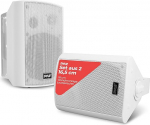 Pyle Sistema de Altavoces Estereo, Portatiles, Resistentes a la Intemperie, Inalambricos, Montaje de Pared, Interiores, Exteriores. Blanco
