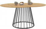 IDMarket - Yuna Round Extendable Dining Table for 6-8 People Wooden Top and Metal Base Black 110-150cm