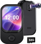 Gueray 64GB Mini MP3 m&auml;ngija koos kaameraga, Bluetooth 5.3 muusikam&auml;ngija koos k&otilde;lariga, puuteekraaniga FM raadio, helisalvesti, video &auml;ratuskell, e-raamatu funktsioon, TF kaart