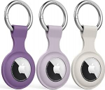 Schutzh&uuml;lle f&uuml;r Air-Tag-Halter, Silikonh&uuml;lle f&uuml;r Air-Tag-Schl&uuml;sselanh&auml;nger f&uuml;r Schl&uuml;ssel, Taschen, Gep&auml;ck, Haustierhalsb&auml;nder, Anti-Verlust- und Kratzfestes Design f&uuml;r Apple Air-Tags 2021 (Hellviolett)