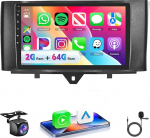 VECHTEL Autoradio 2G + 64G Android 15 Mercedes-Benz Smart 2011-2015, 9-tolline HD 2.5D puuteekraaniga autoraadio traadita Carplay Android auto GPS Wi-Fi USB Bluetooth FM RDS raadio tagurduskaameraga