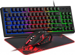 Rewurnth Gaming Keyboard and Mouse Set, QWERTZ DE Layout, 75% TKL, RGB Backlit Wired Keyboard, Ergonomic 4-Colour LED Gaming Mouse, Large Mouse Mat, USB Plug & Play for PC