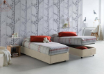 Talamo Italia Asia Single Bed, Storage Box with Fabric Cover, 100% Made in Italy, Front Opening, Suitable for Mattress 80 x 190 cm, Beige