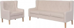 Camerina 2-Piece Sofa Set Fabric Cream White Lounge Sofa Set Armchair Couch Lounge Sofa Upholstered Sofa Set Living Room