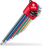 Wiha Allen Wrench Set 9 Pieces in ErgoStar Holder I Hexagonal Ball Head MagicRing&reg; I 1.5 mm - 10 mm I Bright Coloured I Allen Key Set (43850)