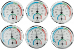 Analoges Thermometer-Hygrometer f&uuml;r Raumklima-Kontrolle, Temperatur- und Luftfeuchtigkeitsmesser mit St&auml;nder oder Aufh&auml;ngung, Komfortanzeige, Wei&szlig; (6 St&uuml;ck)