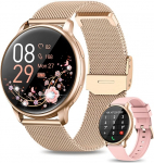 RUXINGX Naiste nutikell koos telefoni funktsiooniga 1.32" HD t&auml;is puuteekraaniga kell koos SpO2 s&uuml;dame l&ouml;&ouml;gisageduse monitoriga Menstruatsioonits&uuml;kli unem&otilde;&otilde;tja sammuloendur kaloreid Fitness Tracker IP68 iOS Android Rose Gold