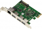 KALEA-INFORMATIQUE &copy; kontrollerkaart PCI Express 1X PCIe USB3 (3) ja Gigabit Ethernet pordid (1) Port;