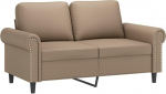 vidaXL Sofa 2-Seater, Lounge Sofa Couch with Armrests Back Cushion, Living Room Sofa Design Sofa with Metal Frame, Seating Furniture Two-Seater, Cappuccino Brown Faux Leather
