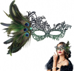 Peacock Feathers Masquerade Mask, Masquerade Masks Peacock Feathers, Venetian Mask Women, sobib naistele karnevalil, Halloweenil, kost&uuml;&uuml;mipidudel ja muudel pidulikel puhkudel kandmiseks.