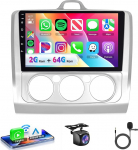 Autoradio 2G + 64G Android 15 Ford Focus Exi MT 2 3 Mk2 Mk3 2004-2011, 9-tolline HD 2.5D puuteekraaniga autoraadio traadita Carplay Android auto GPS Wi-Fi USB Bluetooth FM RDS tagumine vaade