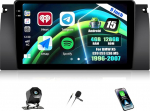 CAMECHO 4+128G 9-tolline Android 15 autoraadio BMW X5 E39 E53 E38 M5 1996-2007, navigatsiooniradio Bluetooth GPS WiFi Wireless Carplay Android Car RDS FM peeglilink + tagurduskaamera, Incell