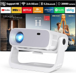 Nutiprojektor, integreeritud rakendused, Android 11, Native 1080P koos 4K toega, Keystone korrektsioon, WiFi 6 & Bluetooth 5.2, 20 000 luumenit, iOS/Android/PS5-ga &uuml;hilduv kodukino projektor.
