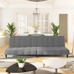ZEYUAN 375763 2-Seater Sofa Bed, Light Grey Velvet, Lounge Sofa, Sofas & Couches, Relax Sofa, Couch for Living Room, Couch with Sleep Function