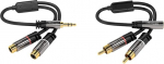 KabelDirekt - 3,5 mm adapterkaabel - 0,2m - (2 x RCA female > 3,5 mm pistik, 3-pin) - PRO seeria & - 3,5 mm adapterkaabel - 0,2m - (2 x RCA pistik > 3,5 mm pistik, 3-pin) - PRO seeria