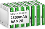 AA laetavad akud 2800 mAh suure mahutavusega 1500 ts&uuml;klit 1,2 V NiMH madala isepuhastusega AA aku 28-ne pakendiga
