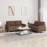 Juroupi 3201277 2-Piece Sofa Set with Cushion Sofa Living Room Sofa Set Sofas for Living Room Brown Fabric