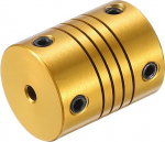 sourcing map Wellenkupplung aus Aluminiumlegierung, 4 mm auf 4 mm, L24,5 x T 19,5, flexible Kupplung f&uuml;r Encoder und Motoren, goldfarben, 1 St&uuml;ck