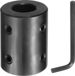 sourcing map Wellenkupplung, 1,9 cm Bohrung, 3,8 cm Au&szlig;endurchmesser, 5,1 cm L&auml;nge, schwarzer, oxidierter Stahl, starre Kupplung mit Sechskantschl&uuml;ssel f&uuml;r 3D-Drucker, Motorrad (4 Schrauben pro St&uuml;ck)
