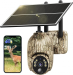 4G LTE Wildlife kaamera SIM-kaardiga, 2K Solar Wildlife kaamera mobiiltelefoni edastamise rakendusega, traadita valvekaamera v&auml;ljas aku v&auml;rvilise &ouml;&ouml;vaatega, PIR tuvastamine, 2-suunaline heli, IP66 veekindel