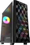 Nfortec - AZIR PC Gaming Mid Tower (ATX) korpus, 4x 120mm ARGB ventilaatoriga, eesmine v&otilde;rk, karastatud klaas, must