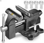 Elemake Workbench Vice 4.5 "Black Multipurpose Combination Tube Vice Heavy Duty Forved Steel Construction Swivel Base Table Vice for Woodworking DIY Workshop