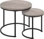 Yaheetech Coffee Table Set of 2 Side Tables Round Nesting Table Metal Frame Coffee Table Living Room Table Modern Design Sofa Table Small Table Grey