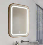 M Ledme Vannitoa peegel koos valgusega 60x80cm puidust ruudukujuline peegel 15W timmitav 3 valgusv&auml;rvi puudutusl&uuml;liti HD karastatud klaas IP44 horisontaalne vertikaalne