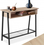 tectake konsoollaud hoiukambriga, konsool, 100 x 35 x 80,5 cm, puidust koridorilaud, riiulitega riiul, t&ouml;&ouml;stuslik disain, must metallist raam trapetsikujulise kujuga (Industrial Wood, Light Sonoma Oak)
