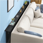 Schmaler Sofatisch, 2er-Set, helles Walnussholz und Schwarz, f&uuml;r Eingangsbereich, Schreibtisch, schlanke Konsole f&uuml;r Wohnzimmer, B&uuml;ro, Flur, 140 cm breit, stilvolle und platzsparende L&ouml;sung