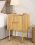 Masupu Mid-Century modernne &ouml;&ouml;kapp 2 sahtliga V&auml;ike kuldraamiga k&uuml;ljelaud magamistoas elutuppa Natural