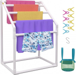 VEVOR r&auml;tikuriiuli 5 r&auml;tikur&ouml;&ouml;bastega vabalt seisev spaa-ujula r&auml;tikuhoidja 94 x 60 x 127 cm valge kandev&otilde;ime 25 kg PVC r&auml;tikuhoidja 8 r&auml;tikuklambriga ja 1 konksuga
