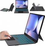 ROOFEI &uuml;mbris 14,6-tollisele Samsung Galaxy Tab S10 Ultra/S9 Ultra/S8 Ultra koos klaviatuuriga QWERTZ: 7-v&auml;rviline valgustusega T-klaviatuuri &uuml;mbris koos nutika puuteplaadi ja S Pen hoidjaga - automaatne &auml;ratamine / puhkamine &uuml;mbris