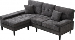 DRIXNO 195 cm L-kujuline nurgadiivan, magamisfunktsiooniga diivan, 3-kohaline diivanvoodi, mugav &scaron;enillkangas, liikuv jalatugi, multifunktsionaalne Chaise Longue, elutuppa, k&uuml;lalistetuppa, hall