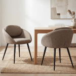 Moderne Esszimmerst&uuml;hle 2er Set Rund Polsterstuhl mit Armlehne Chenille K&uuml;chenst&uuml;hle mit Doppellagige R&uuml;ckenlehne f&uuml;r Esszimmer Schlafzimmer und Wohnzimmer, Braun