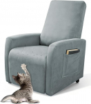 Tugitooli kate, veekindel, Stretch tugitooli kaitsekate taskutega, Stressless katted elutuppa, teleritoolile (helehall)