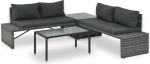 Gartenm&ouml;bel Set Poly Rattan Grau mit Kissen Garten Sofa-Set Grau mit Couchtisch und Ecktisch Poly Rattan Sofa-Set mit 2 Sofas Graues Sofa Set mit 4 Sitzpolstern