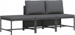 Modulares Ecksofa mit Kissen Grau Poly Rattan f&uuml;r Garten Lounge Set, Ecksofa mit abnehmbaren Kissen als modulares Poly Rattan