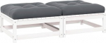Massivholz Garten-Ecksofa aus Kiefer mit grauen Kissen modular kombinierbare Sofagarnitur f&uuml;r den Garten Outdoor-Ecksofa 4 St&uuml;ck