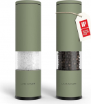LARS NYS&Oslash;M Salt and Pepper Mill, Set of 2, Manual with Adjustable Ceramic Grinder, from Coarsely to Finely Ground, Designer Spice Mill Set (2 Pieces), Sage Green