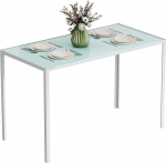 HOMCOM s&ouml;&ouml;gilaud Klaasist k&ouml;&ouml;gilaud metallist jalgadega 4 inimesele s&ouml;&ouml;gilaud Modernne laud k&ouml;&ouml;ki, s&ouml;&ouml;gituppa elutuppa 120 x 60 x 75 cm Valge