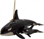 Orca Whale koos beebi vaalaga j&otilde;ulukaunistus Mereteemaline p&uuml;hadekoratsioon 2.125" pikkune