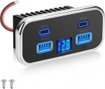 Linkstyle 12 V USB-pesa, 76 W Dual 18 W USB-A & Dual 20 W PD3.0 pordid, elektripistikupesa koos voltmeetriga 12 V/24 V auto veoauto mootorhaagis meres&otilde;iduki jaoks