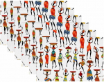 Kangast laualusad, pestavad laualusad s&ouml;&ouml;gilauale, 6-st komplekt, Art African Women Painting (Aafrika naiste maalimine)